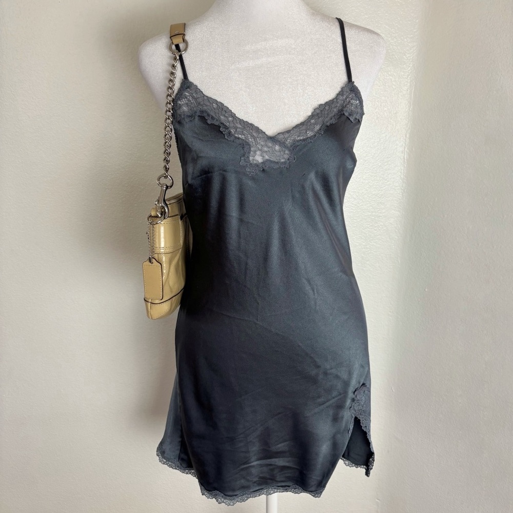 Victoria’s Secret Gunmetal Grey Satin Slip Dress (Size S/P)